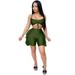 NHT&WT Women's Strap Crop Tops Outfit Two Piece Backless Bandage Bodycon Ruffle Shorts