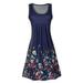 Avamo Ladies Casual Sleeveless O-Neck Tunic Dress A line Swing Casual Sundress Women Summer Casual T Shirt Dresses Tank Top Sundress Plus Size