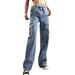 Eyicmarn Women's Casual Denim Pants High Waisted Wide Leg Jeans Classic Boyfriend Straight Trousers