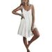 Womens Solid Color Short Dress Summer Sling Sleeveless Mini Dress Sexy V Neck Beach Sundress Tank Dress