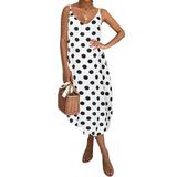 Summer Women Sleeveless Polka Dot Dress Ladies Casual Leopard Print Dresses Beach Party Asymmetrical Hem Dress Sundress Plus Size