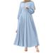 ZANZEA Women Muslim Dubai Kaftan Pleated Elegant Solid Crew Neck Puff Sleeve Long Gown Dress