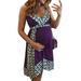 Colisha Womens Pregnant Maternity Nursing Strap Sleeveless Breatfeeding Mini Dress Bohemian Printed Beach Sundress