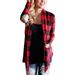 Binpure Women Fashion Plaid Cotton Cardigan Coats Long Sleeve Open Front Shirts