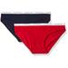 Tommy Hilfiger Women's Cotton Bikini Underwear Panty, Navy Blazer Blue/Apple red - 2 Pack, X-Large