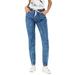 Plus Size Jeans for Women Mid Rise Slim Fit Joggers Denim Pants Casual Jeggings Drawstring Stretch Pants S-5XL Sea Blue XL