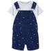 Carter's Baby Boys 2 Piece Striped T-Shirt and Nautical Print Shortalls Cotton Set