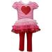 Bonnie Jean Baby Toddler and Little Girl's Valentine's Day Pink and Red Heart Tunic Shirt and Leggings Set (6, Red)