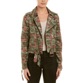 Nicole Miller Artelier MULTICOLOR Weathered Plaid Kalysie Moto Jacket, US Medium