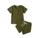 Bmnmsl Toddler Kids Baby Girls Boys Outfits Set Short Sleeve Ribbed Top+Shorts