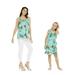 Mother & Daughter Matching Hawaii Luau Lady Tank Top Girl Wrap Dress in Palm Green