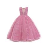 Children Clothes Princess Party Maxi Dress For Kids Girls Sleeveless Lace Wedding Party Bridesmaid Long Dress Wedding Gown Formal Dresses Kids Girl Pageant Party Lace Bow Flower Dresses
