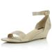 DailyShoes Wedge Heeled for Women with Ankle Strap Low Sandal Open Toe Heel Summer Buckle Sandals Wedges Shoes Round Casual High Toed Strappy