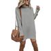 Sexy Dance Ladies Womens High Neck Turtleneck Sweatshirt Tops Casual Knitted Sweater Long Sleeve Blouse Girls Casual Baggy Autumn Mini Dress Knitwear Tunic