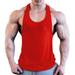 Puloru Men Y-shaped Fitness Vest, Bodybuilding Athletic Undershirt