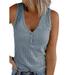 Women Cami Tank Tops V Neck Ribbed Knit Summer Casual Button Sleeveless Loose Basic Henley Tee Shirts Camisole