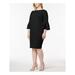 CALVIN KLEIN Womens Black Ruffled Sleeves Bell Sleeve Jewel Neck Knee Length Body Con Evening Dress Size 14W