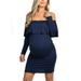 Maternity Dresses for Pregnant Women Photography Props Gown Ruffled Off Shoulder Casual Long Sleeve Strapless Midi Dresses