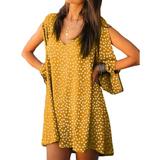 Plus Size S-5XL Women Casual Long Sleeve T Shirt Dresses Loose Mini Short Dress Ladies Plus Size Boho Beach Skater Loose Sundress Oversized Mid Tunic Midi Sun Dress