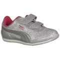 Girls Puma Whirlwind Glitz Shoe Size: 1 Silver - Beetroot Purple - Grey Fashion Sneakers