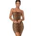 Fashion Tiger Leopard Printed Mini Dresses Fashion Backless Spaghetti Strap Dress For Women Casual Sleeveless Slim Bodycon Dress