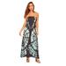Convertible Tie Dye Smock Chest Maxi Dress (Large, Grey / Mint)