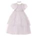 Rain Kids Little Girls White Pearl Sequin Beaded Christening Bolero Dress