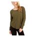 FREE PEOPLE Womens Green Ribbed Solid Long Sleeve Jewel Neck Blouse Sweater Size M