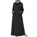 ZANZEA Womens Muslim Maxi Dress Solid Long Sleeve High Neck Long Sweat Sundress