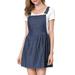 Women's Dots Pattern Adjustable Shoulder Straps Denim Overall Dress Blue (Size M / 8)