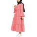 ZANZEA Women O Neck Flare Sleeve Dress Plaid Check Tiered Maxi Dresses Kaftan Muslim Clothes