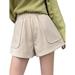 Sexy Dance Women High Waist Shorts Solid Color Woven Shorts with Big Pockets