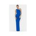 RALPH LAUREN Womens Blue Sleeveless Asymmetrical Neckline Full-Length Body Con Evening Dress Size 6