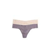 Felina Signature Stretchy Lace Low Rise Thong 2-Pack Panty (Bare Mink, M/L)