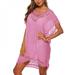 Cocloth Women Summer Dress Fashion Tassels Short Sleeve Loose Lace Dress Knitted Sundress Beachwear