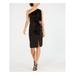 VINCE CAMUTO Womens Black Ruffled Sleeveless Asymmetrical Neckline Knee Length Sheath Evening Dress Size 10