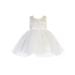 Baby Girls Ivory Illusion Neckline Bow Satin Sash Flower Girl Dress