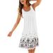 Sexy Dance Ladies Sleeveless Floral Print Tunic Tops Casual Swing Tee Shirt Dress Womens Party Club Midi Dresses Sleeveless Crew Neck Loose Sundress Plus Size