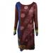 Oaktree Retro print dress ethnic style long-sleeved