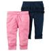 Carters Baby Girls 2-Pack Babysoft Neon Pants Ruffle Navy/Pink