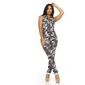 VIP JEANS VIP JEANS Skinny Sleeveless Bodycon Denim Jumpsuit Full Body Grey Camo Juniors Size 9/10