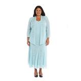 R&M Richards Women's Plus Size Beaded Jacket Dress - Mother of the Bride Dresses, 18W Slate