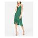 KENSIE Womens Green Ruffled Zippered Solid Spaghetti Strap Midi Faux Wrap Dress Size 8