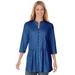 Woman Within Women's Plus Size Pleated Embroidered Tunic