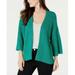 Style&co. Women's Green Open Front Draped Kimono Sleeve Cardigan Size S