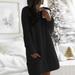 ZEROFEEL ETOSELL Women Autumn Casual Dress Loose Knit Sweater Dress Female Solid Color High Collar Long Sleeve Dresses