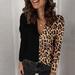 #H40 Lady OL Blouse Long Sleeve Leopard Blouses Shirts 2020 Summer V neck Elegant Plus Size Womens Tops And Blouses Blusas