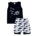 Baby Boy Girl Clothes Shark and Doo Doo Print Summer Cotton Sleeveless Outfits Set Tops and Short Pants