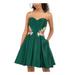BLONDIE Womens Green Embellished Floral Sweetheart Neckline Full-Length Fit + Flare Party Dress Size 3