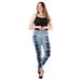 MeMoi Vintage 80's Style Acid Wash Jean Leggings Large/X-Large / Blue Denim